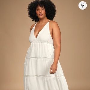 Lulus Favorite Feeling Ivory Crochet Lace Tiered Midi Dress